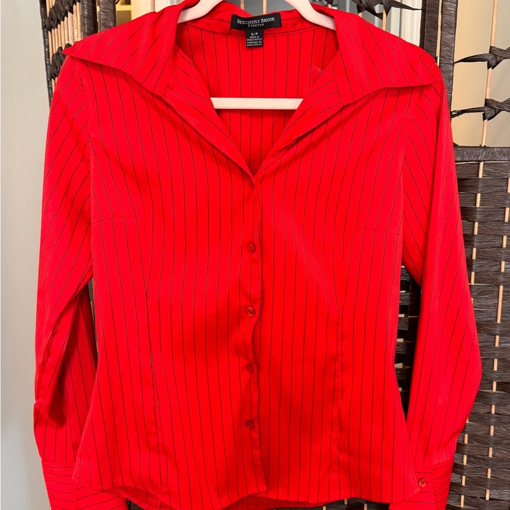 Red Button-Up Shirt by Rebecca Malone